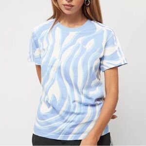 Adidas Blue and Cream Patterned Tee